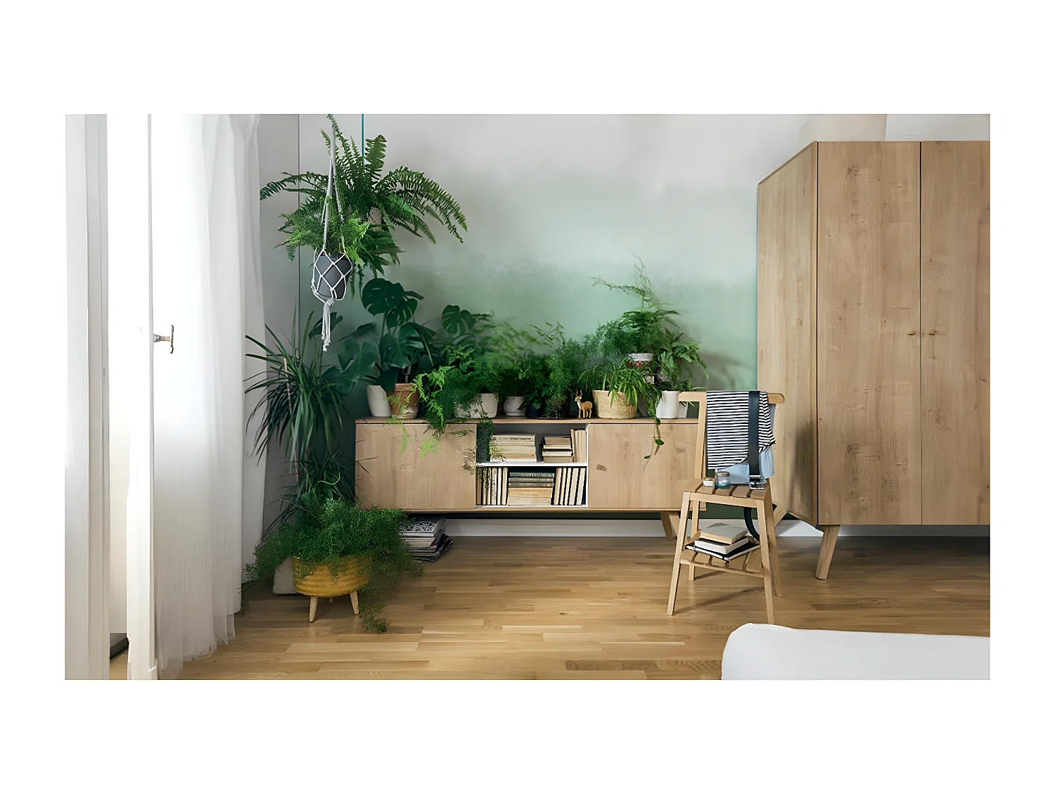 Armoire 2 portes avec penderie et 7 niches L101 cm - NATURE