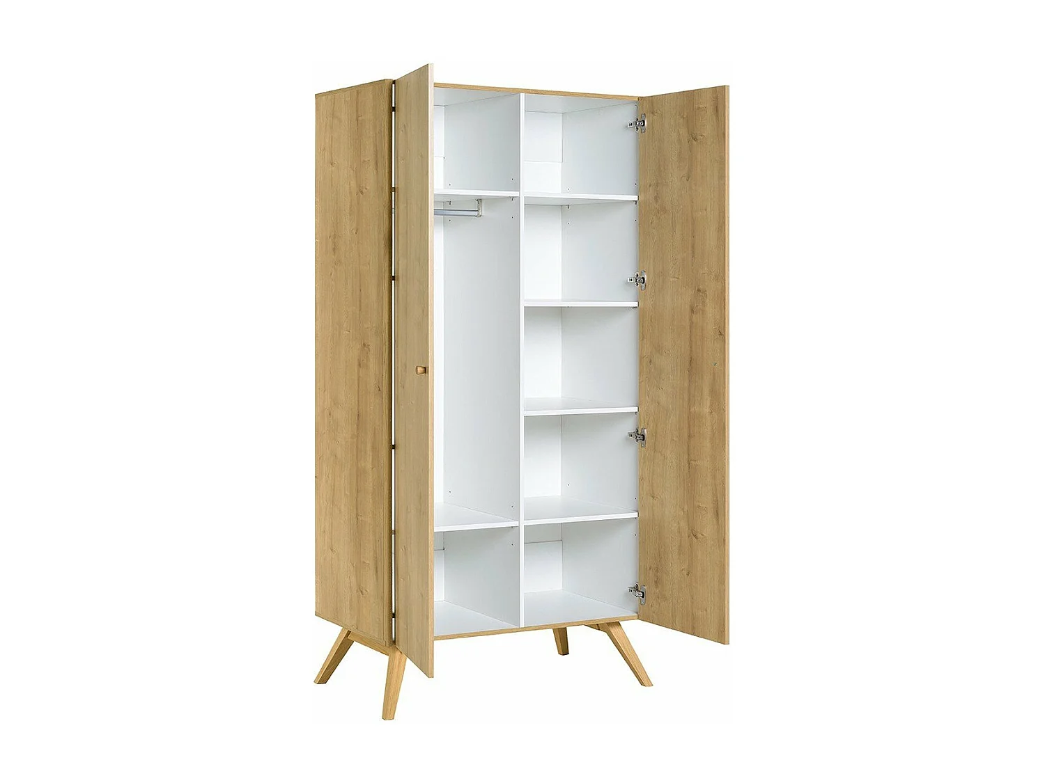 Armoire 2 portes avec penderie et 7 niches L101 cm - NATURE