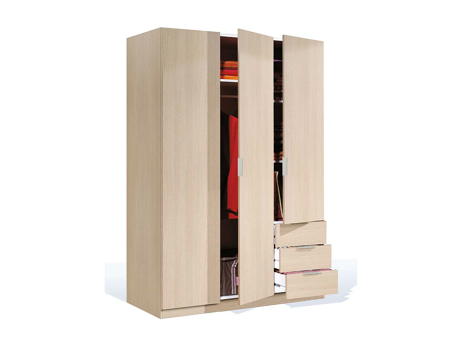 Armoire 3 portes + 3 tiroirs L121 x H180 cm