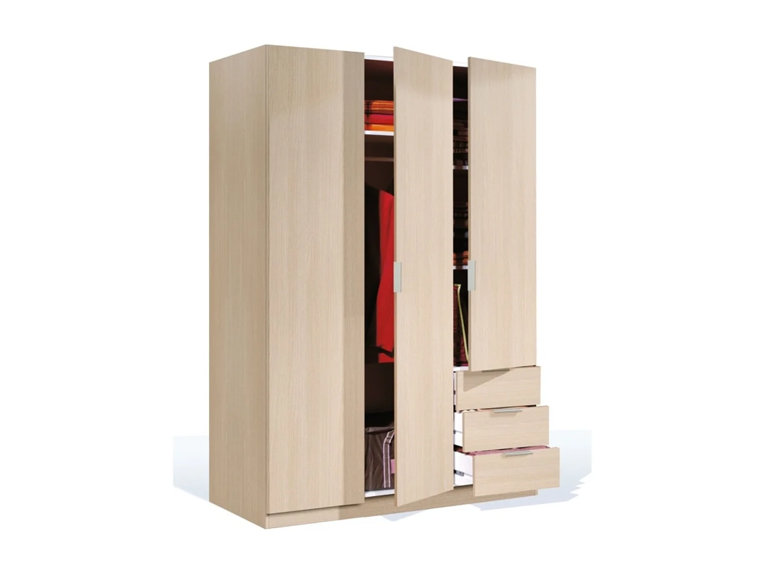 Armoire 3 portes + 3 tiroirs L121 x H180 cm
