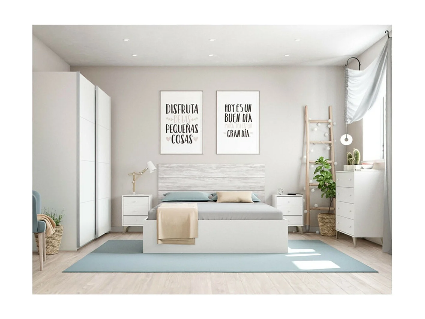 Armario puertas correderas aglomerado blanco 200x150x60cm