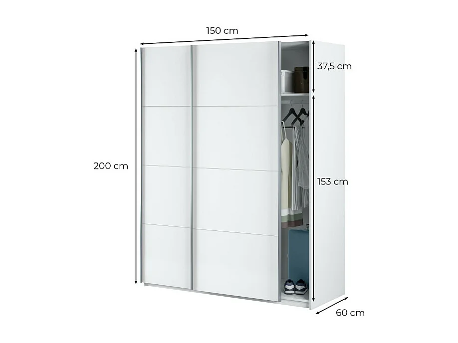Armario puertas correderas aglomerado blanco 200x150x60cm
