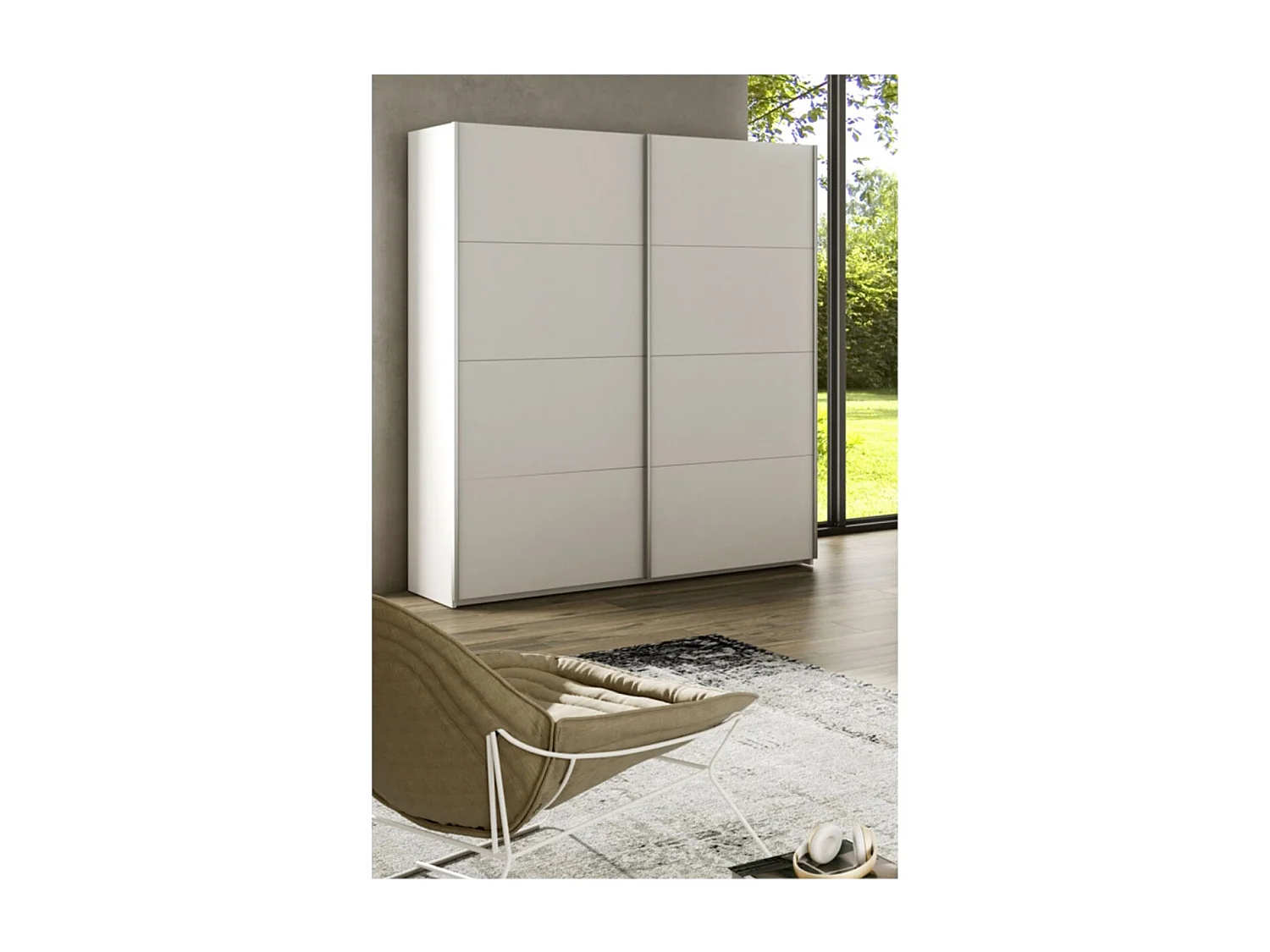 Armario puertas correderas aglomerado blanco 200x150x60cm