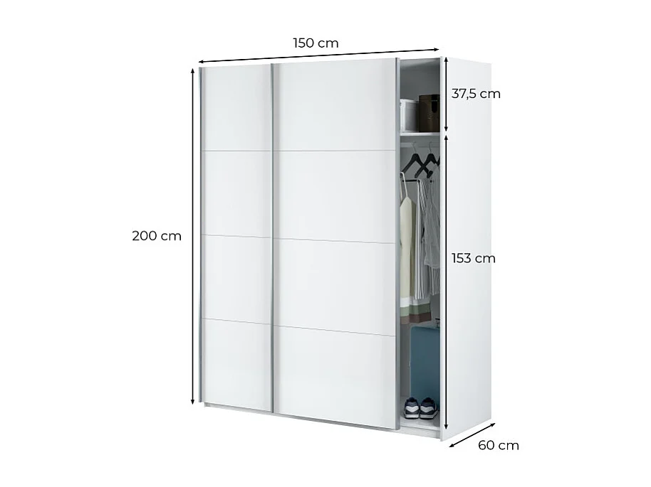 Armario puertas correderas aglomerado blanco 200x150x60cm