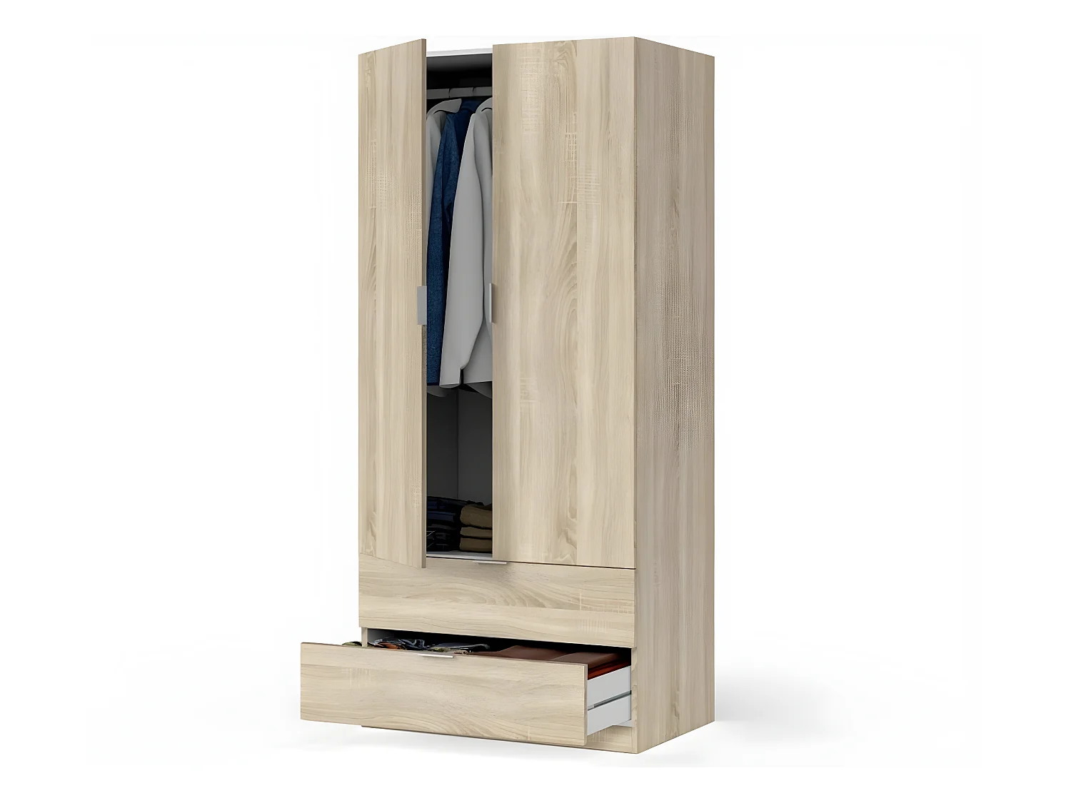 Armoire penderie 2 portes + 2 tiroirs L81 x H180 cm