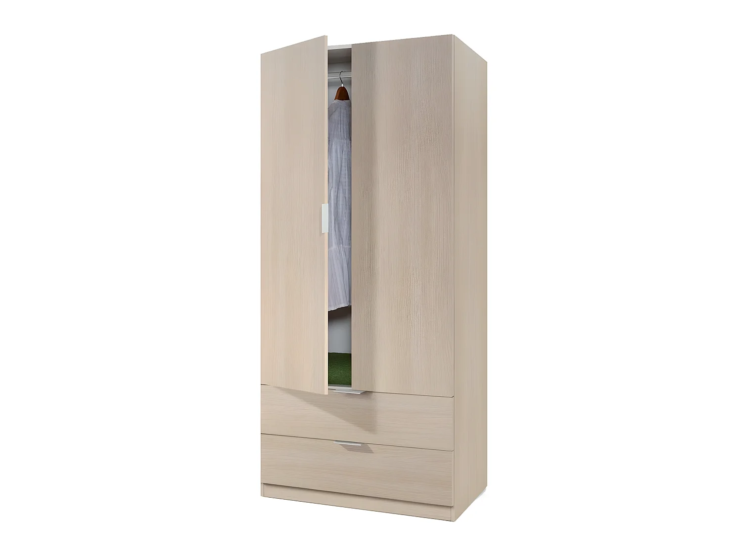 Armoire penderie 2 portes + 2 tiroirs L81 x H180 cm