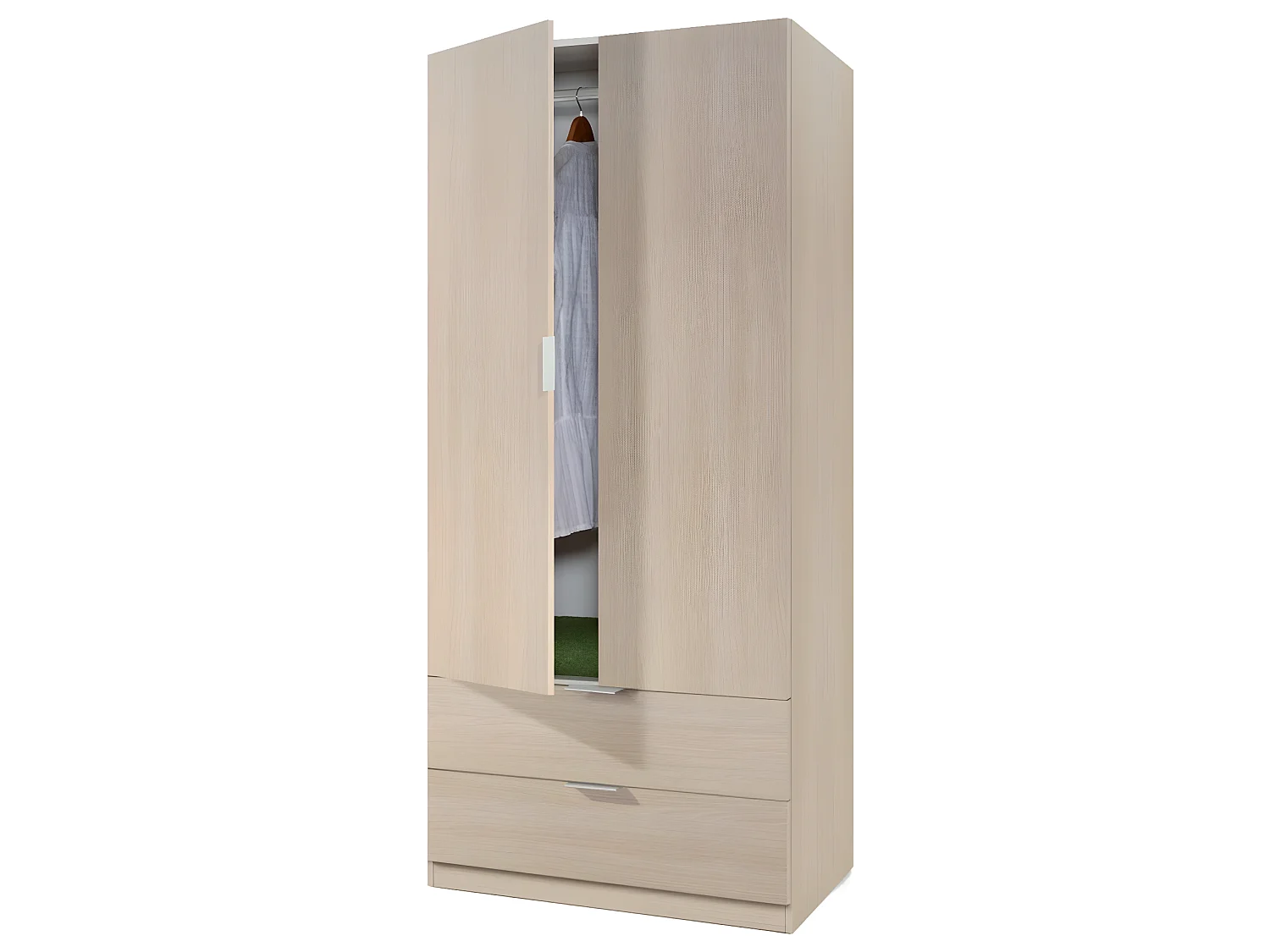 Armoire penderie 2 portes + 2 tiroirs L81 x H180 cm