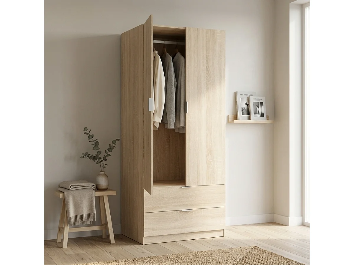 Kleiderschrank FANNY L81 x H180 cm Hellholz Skandinavisch Modern