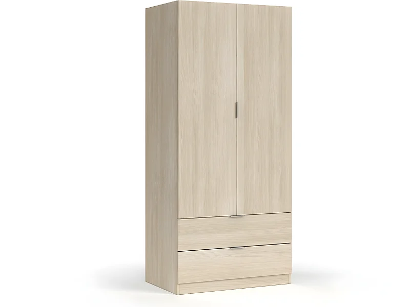 Armoire penderie 2 portes + 2 tiroirs L81 x H180 cm