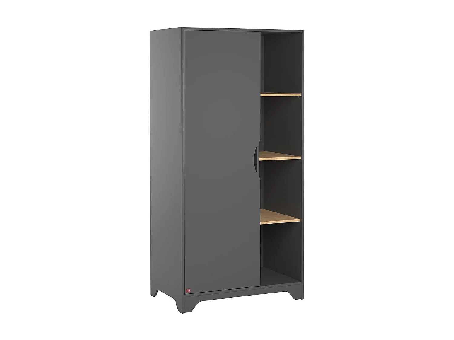 Armoire 1 Porte avec 2 Penderies et 3 Étagères Ouvertes L88.5cm - Leaf