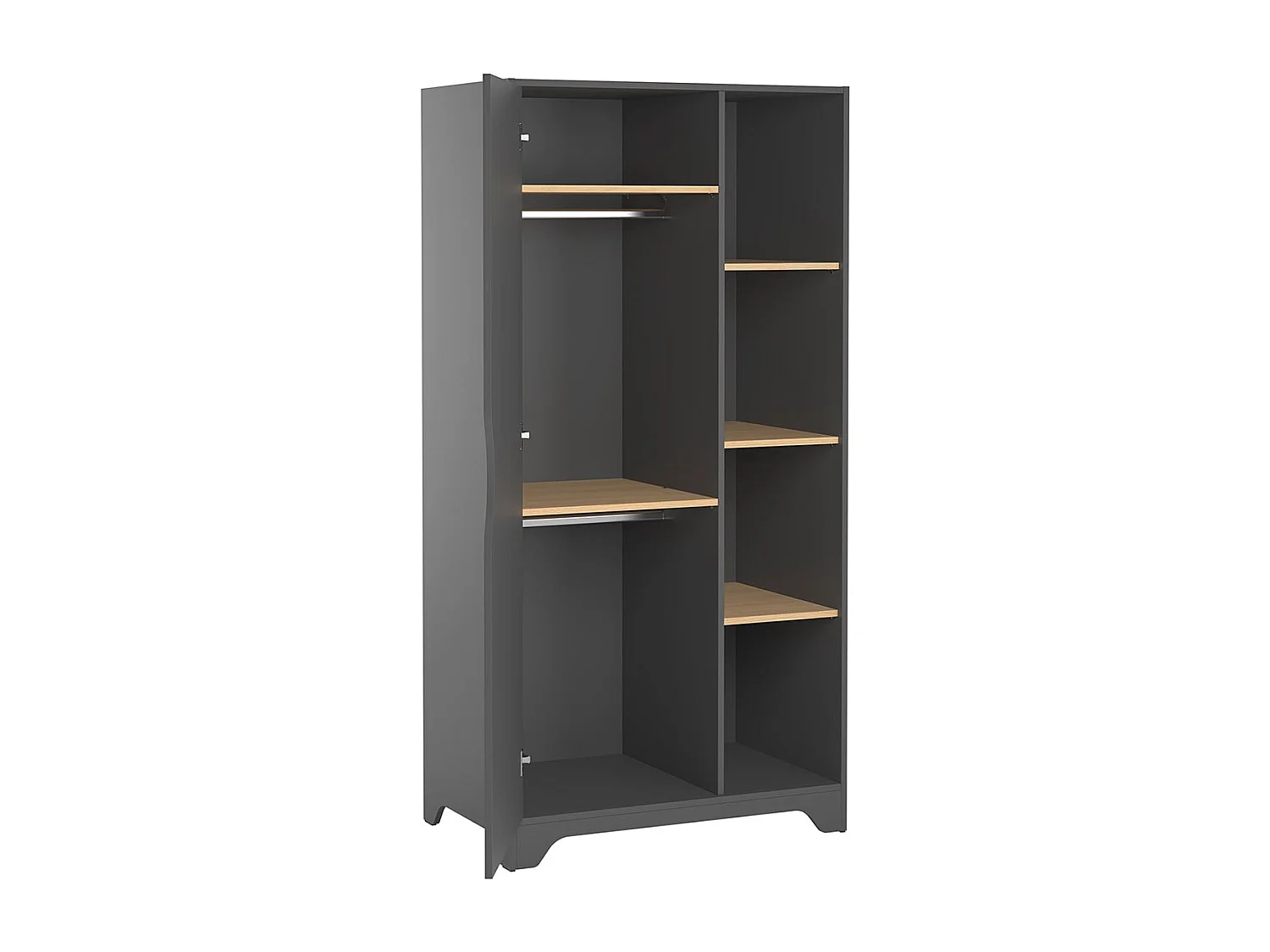 Armoire 1 Porte avec 2 Penderies et 3 Étagères Ouvertes L88.5cm - Leaf