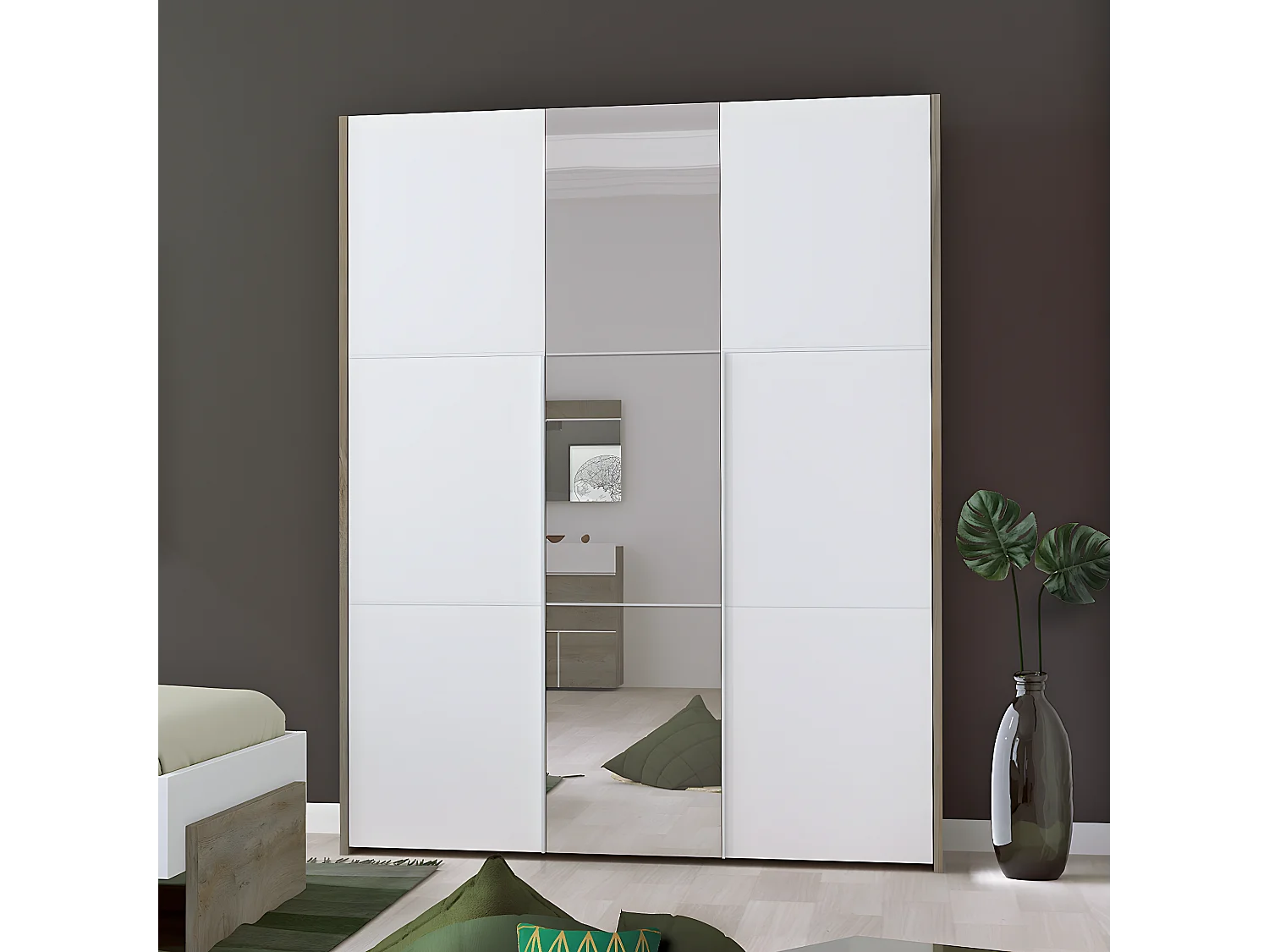 Dressing 3 Portes avec Miroir L162cm x H208cm - Prado