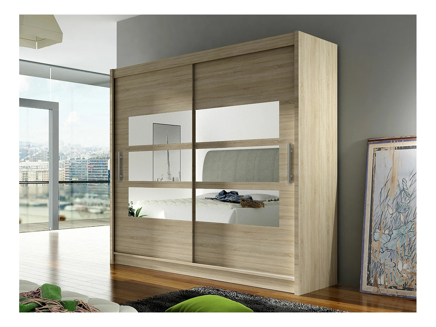 Armoire 2 portes avec miroir Koop