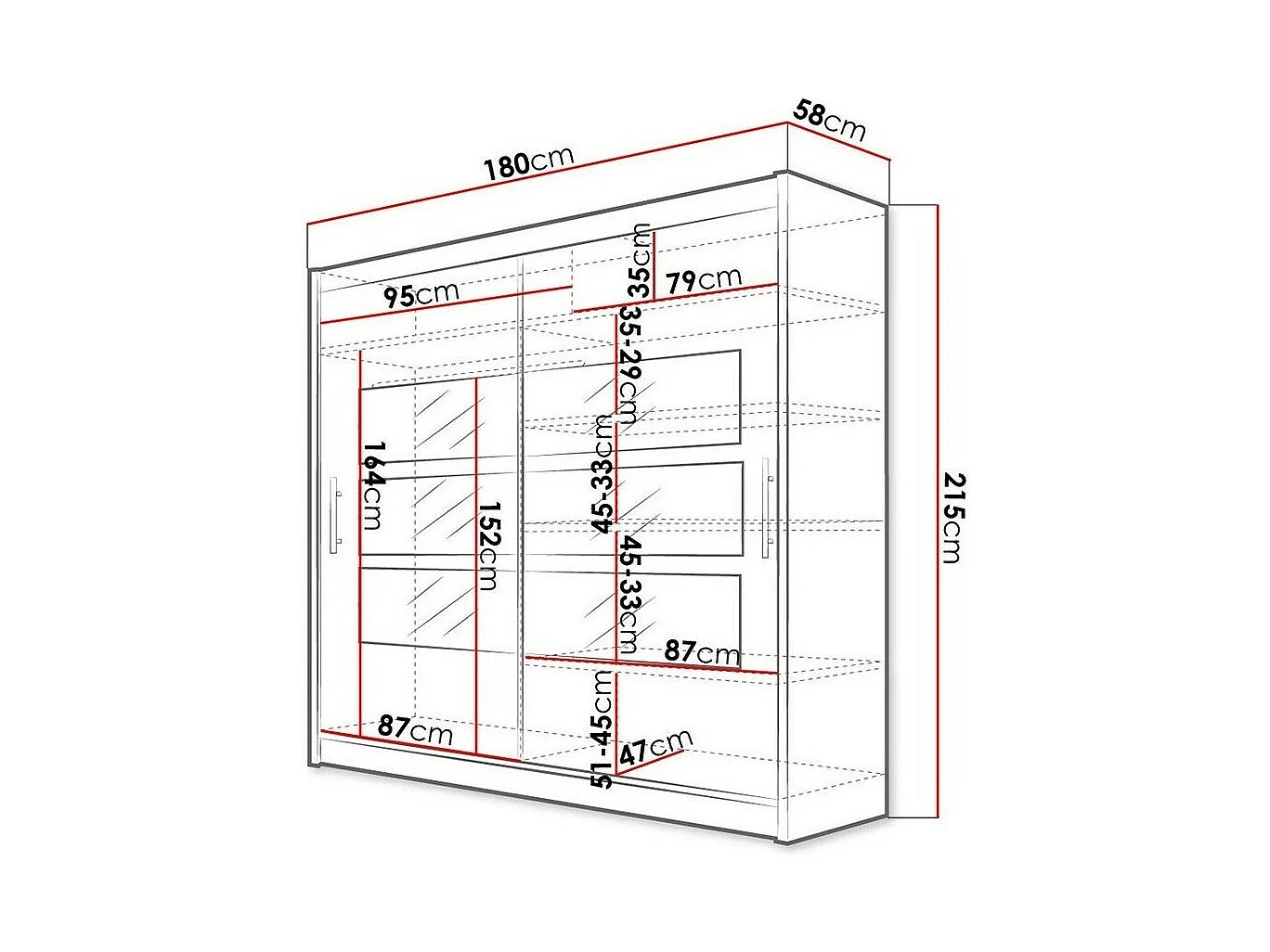 Armoire 2 portes avec miroir Koop