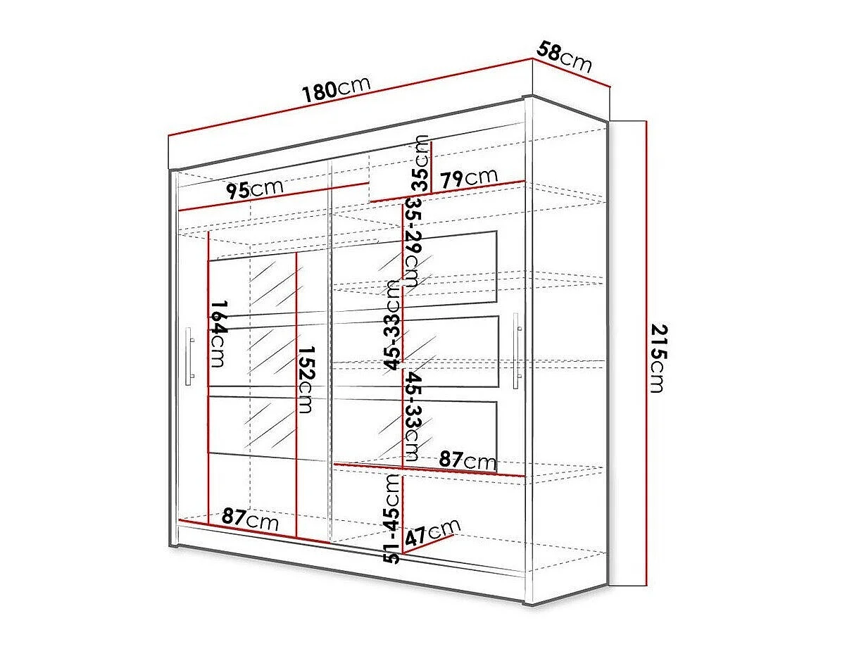 Armoire 2 portes avec miroir Koop