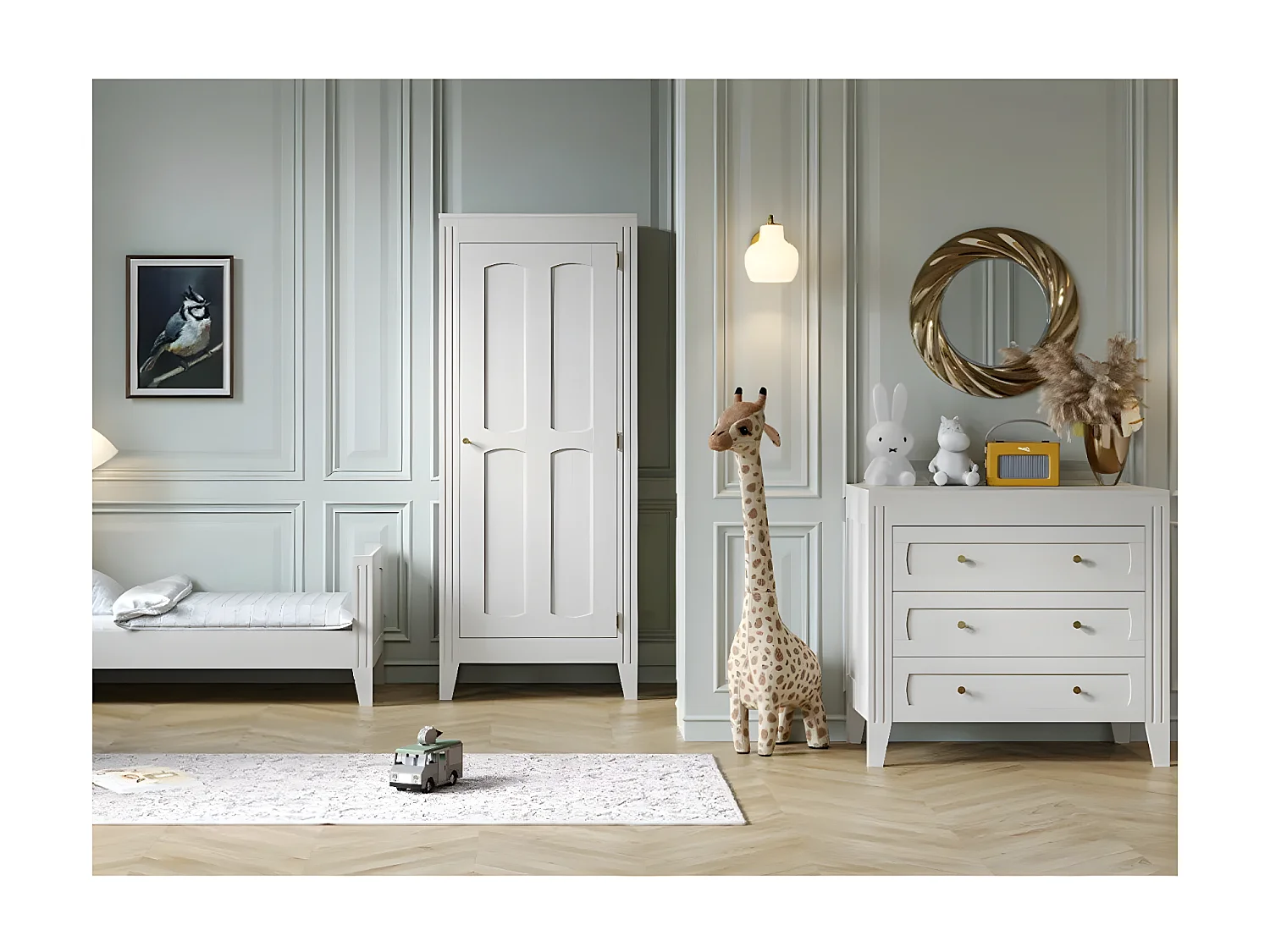 Kast met 1 deur, planken en kledingkast L80.5 x H196.8 cm - Milenne