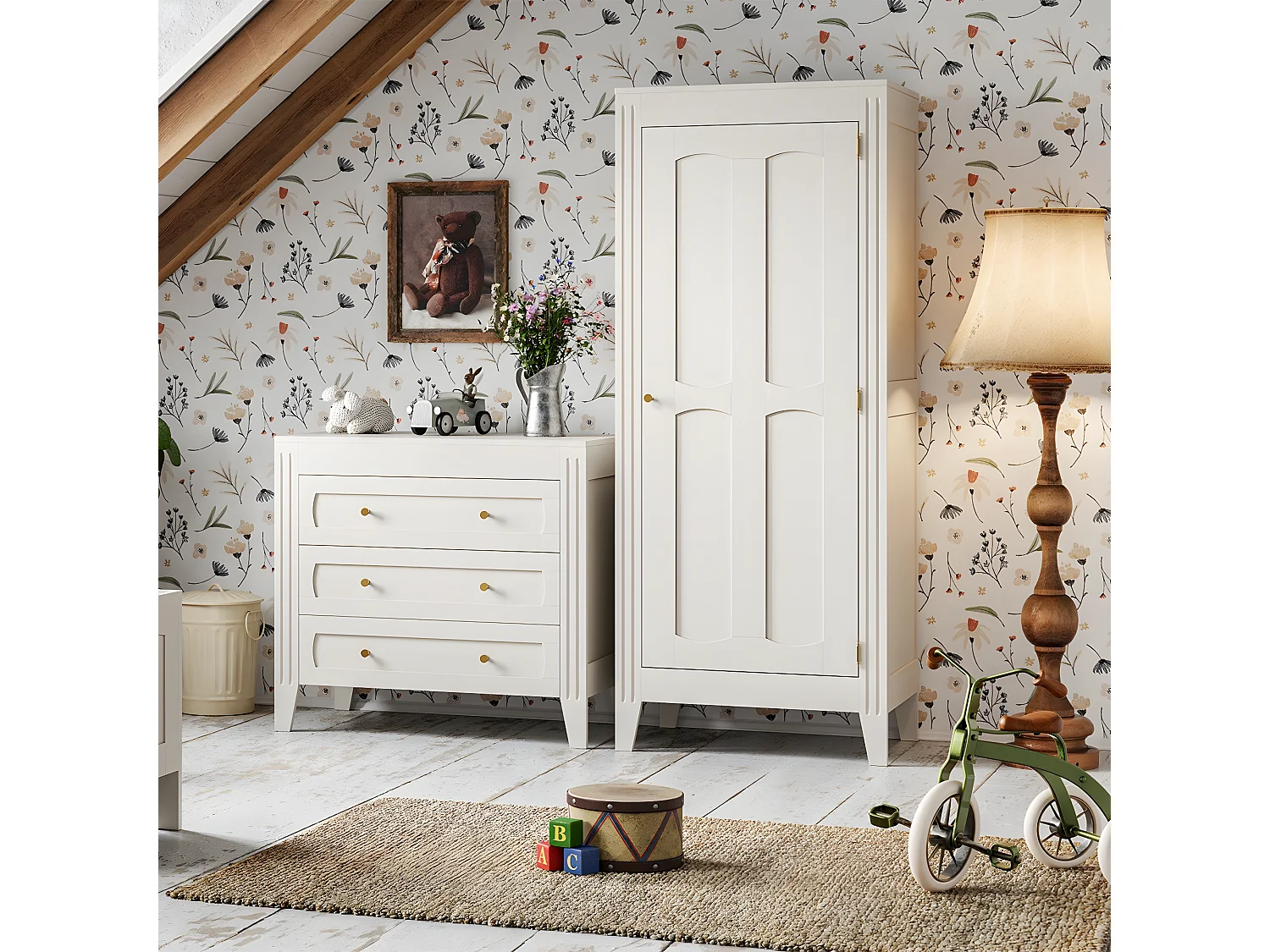 Armario 1 puerta con estantes y barra 80,5 x 196,8 cm - Milenne