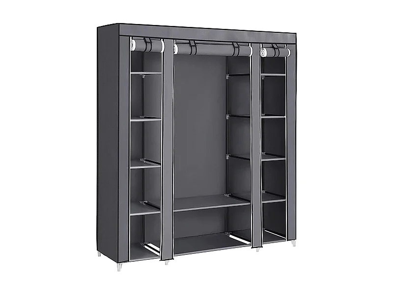 Faltbarer Kleiderschrank aus Stoff mit Kleiderstange und Regalen - L140 cm