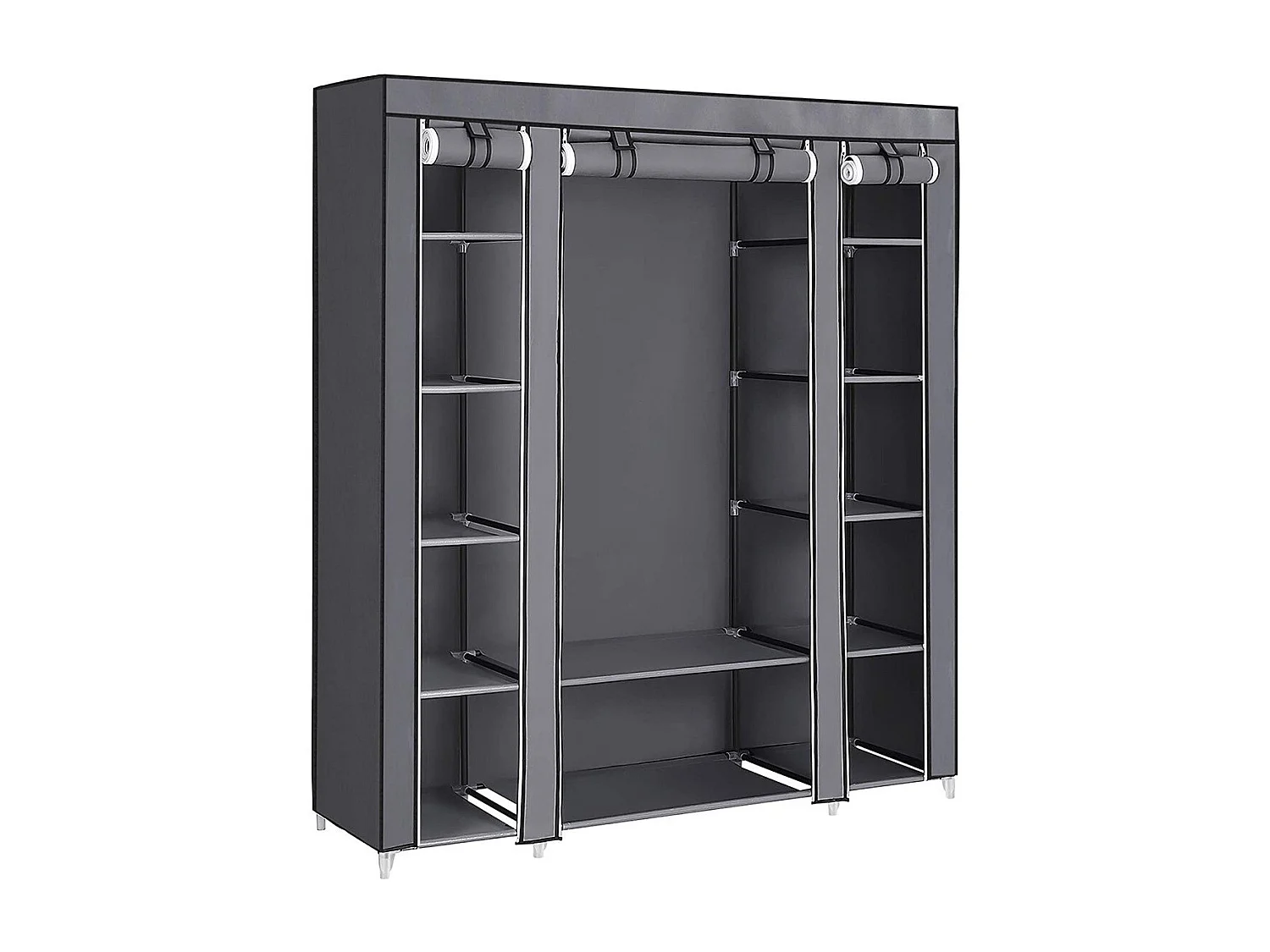 Faltbarer Kleiderschrank aus Stoff mit Kleiderstange und Regalen - L140 cm