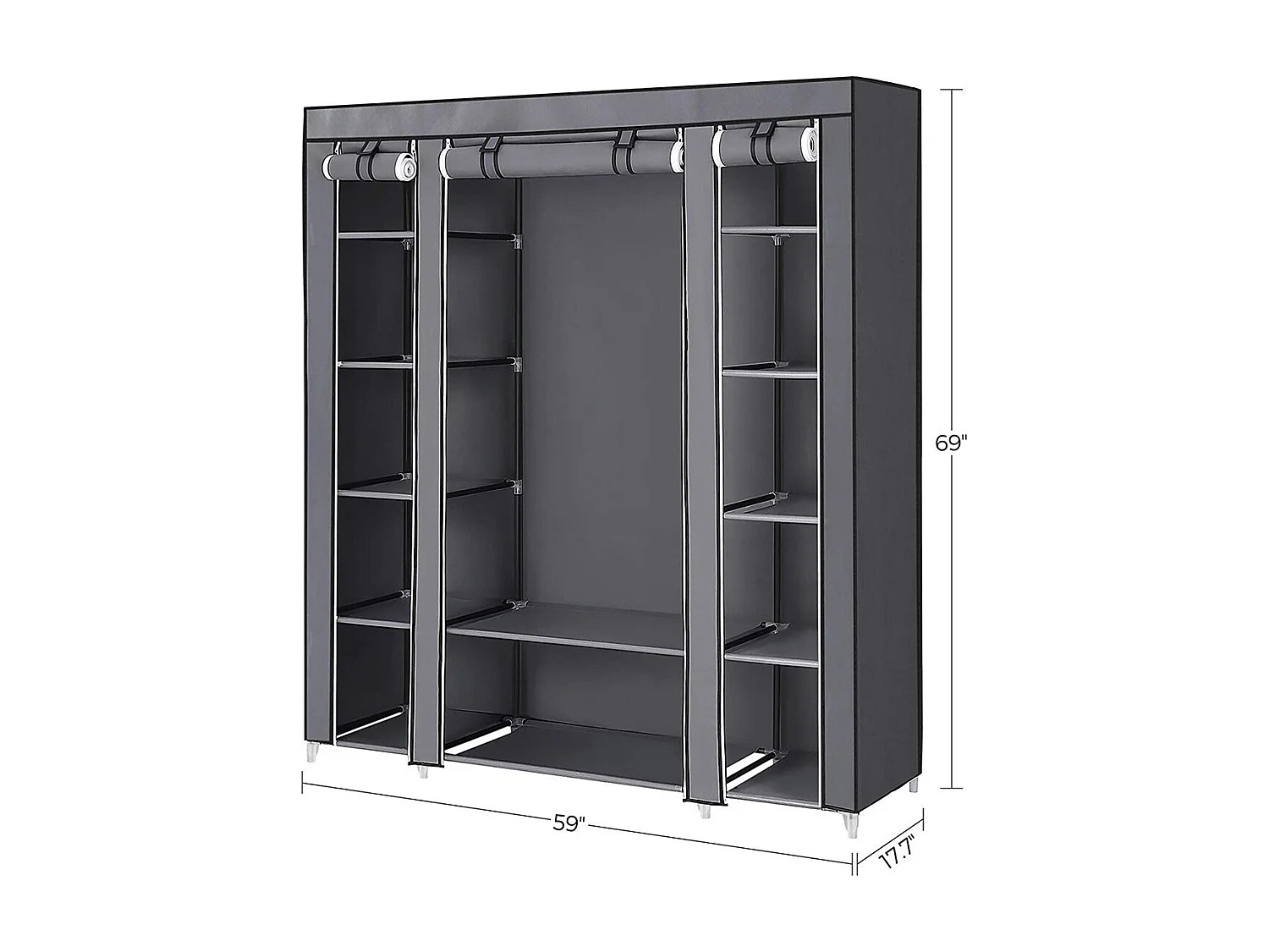 Składana szafa materiałowa z drążkiem i półkami - L140 cm