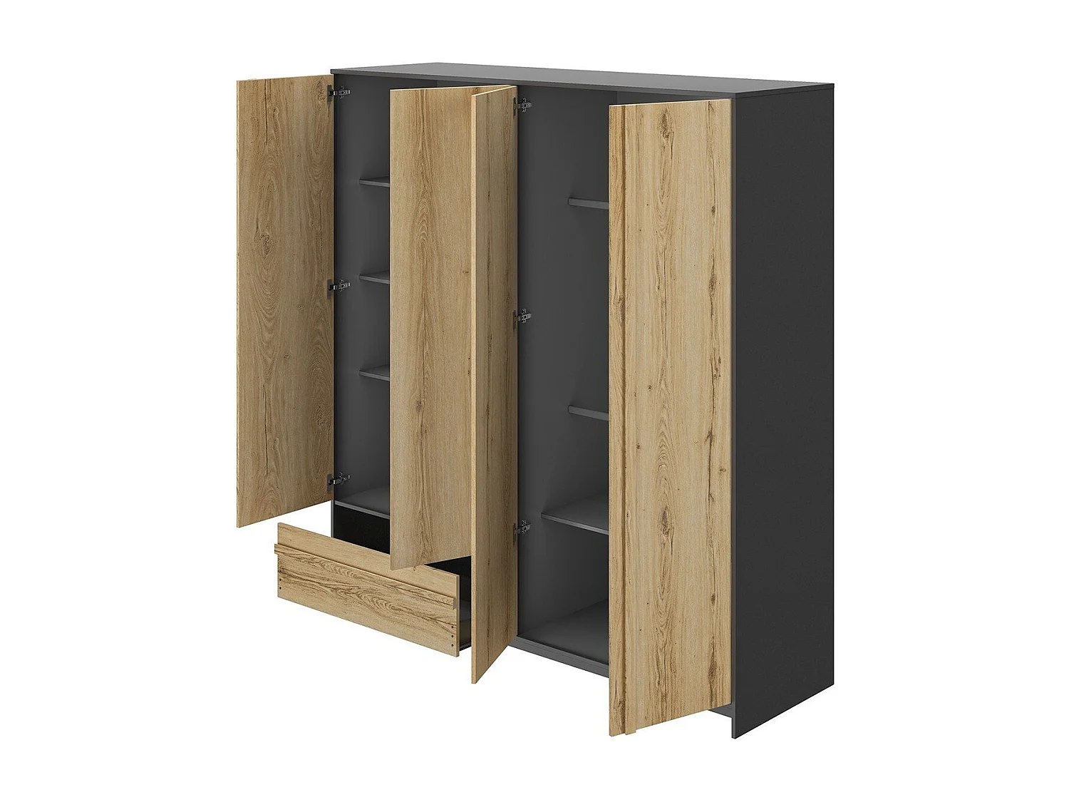 Szafa 4-drzwiowa z 1 szufladą MIMIZAN L197 cm - Wyprodukowano we Francji