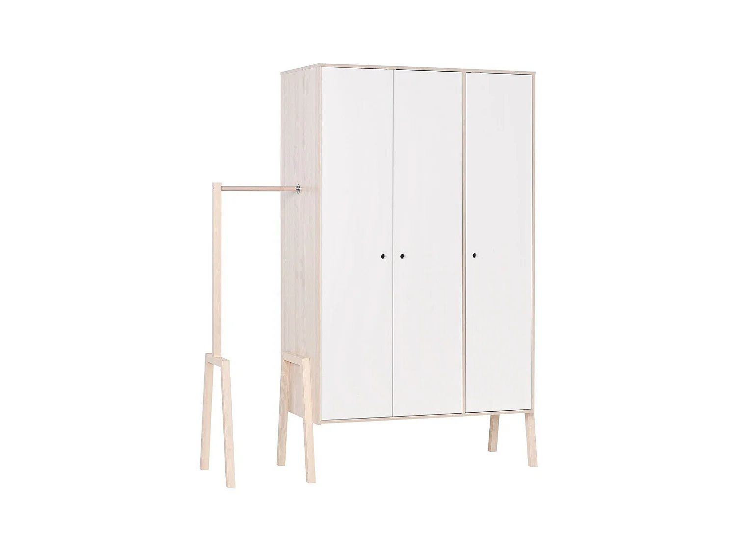 Armoire 3 portes, 5 étagères, 1 penderie et 1 porte manteau - SPOT