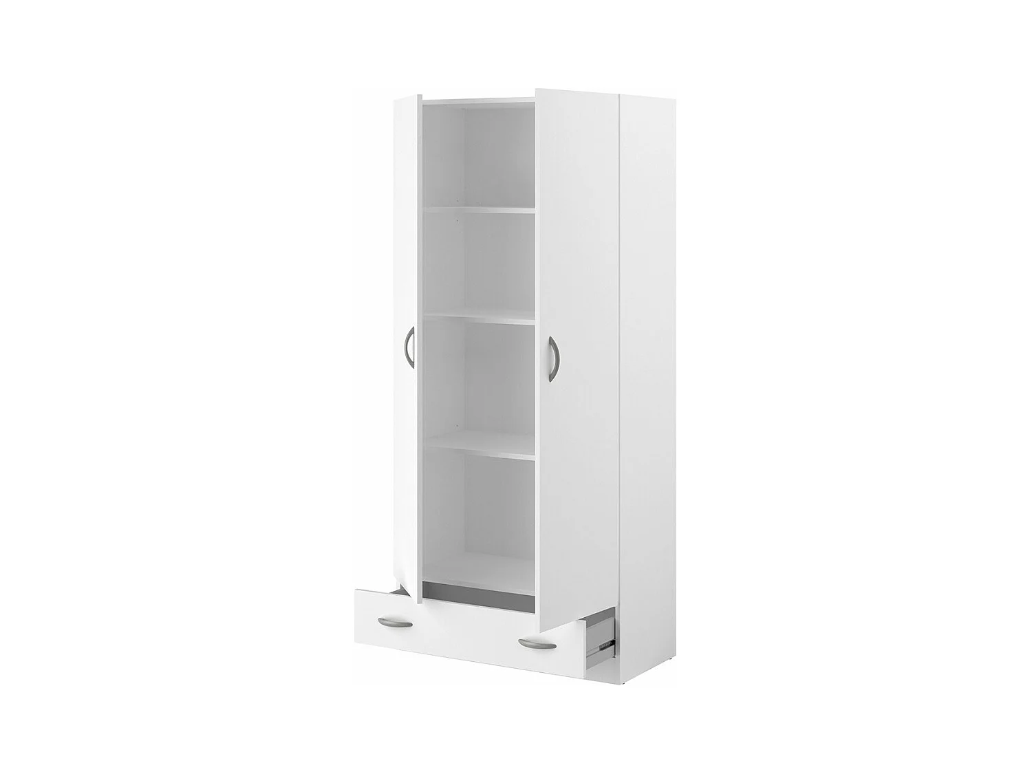 Kledingkast met 2 draaideuren in spaanplaat + 1 lade - Wit decor 78 x 38 x Hoogte 170 cm