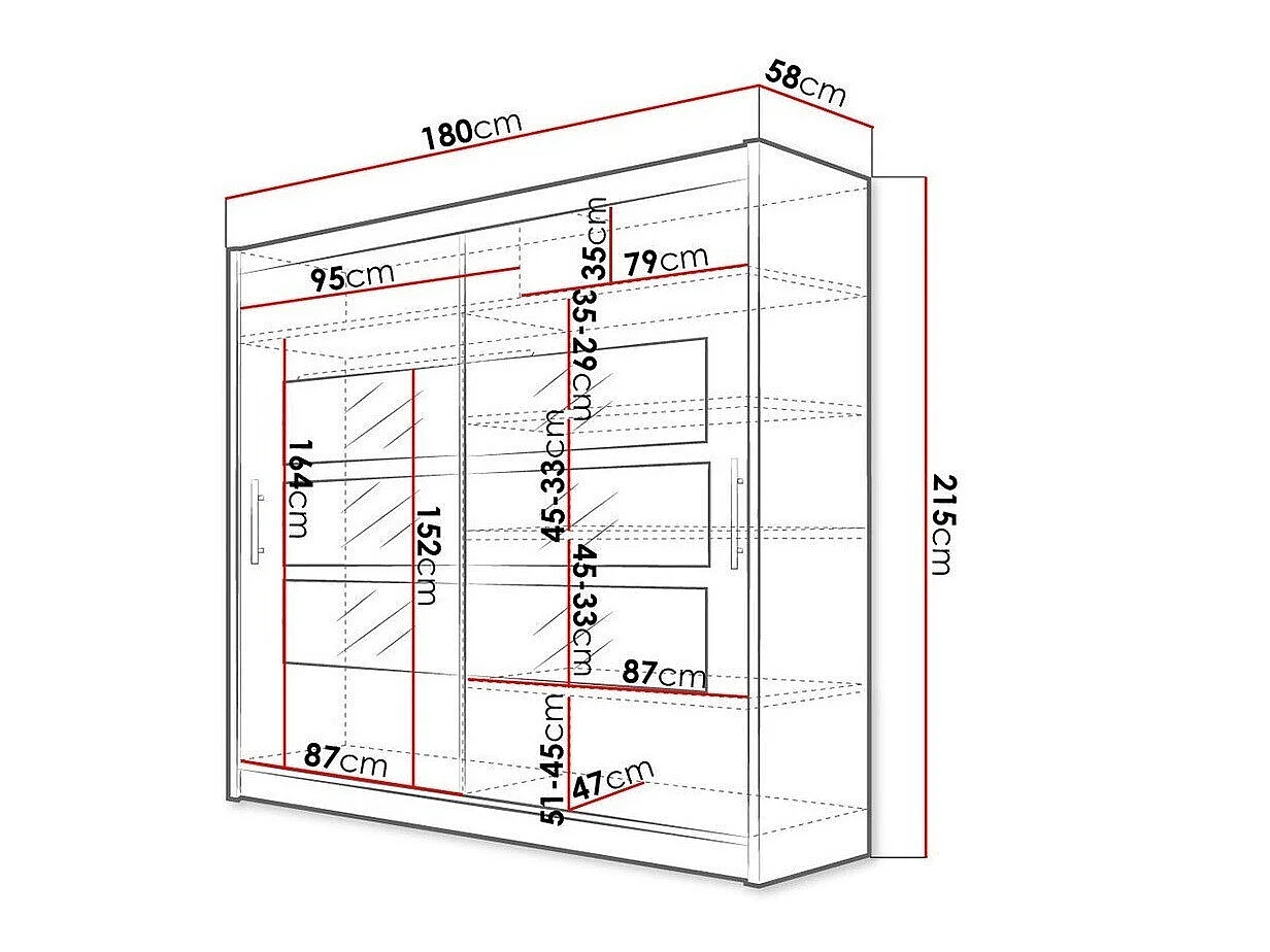 Armoire 2 portes avec miroir Koop