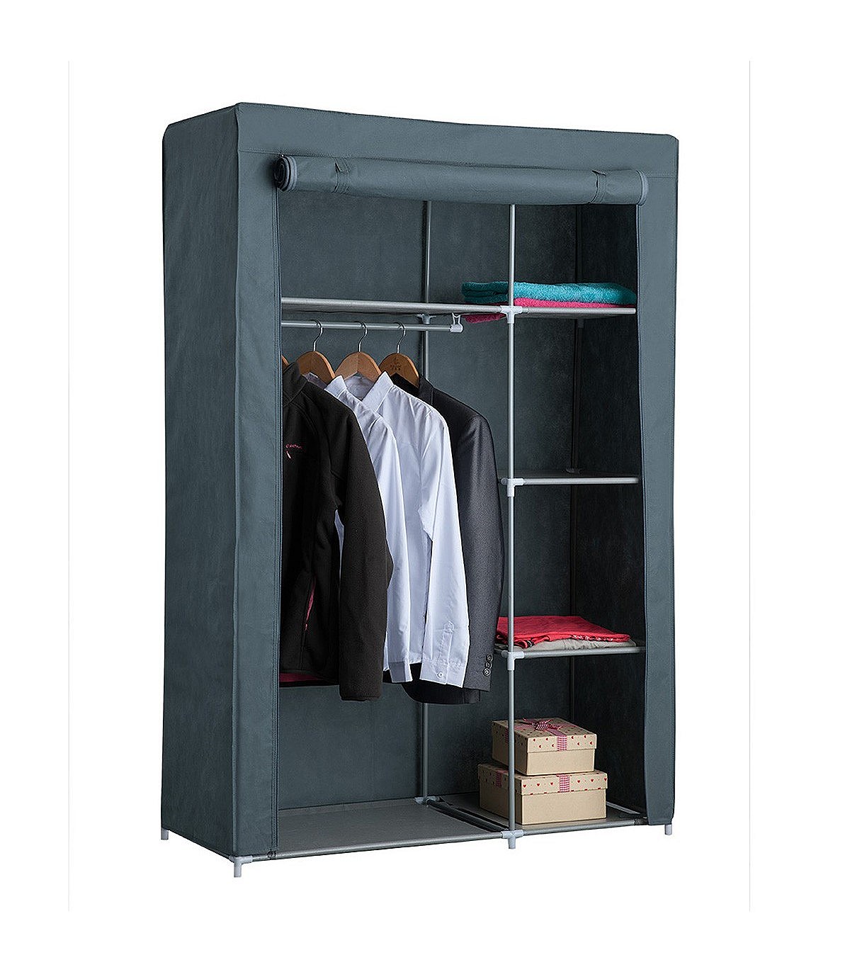 Armoire penderie en tissu Nomad gris anthracite