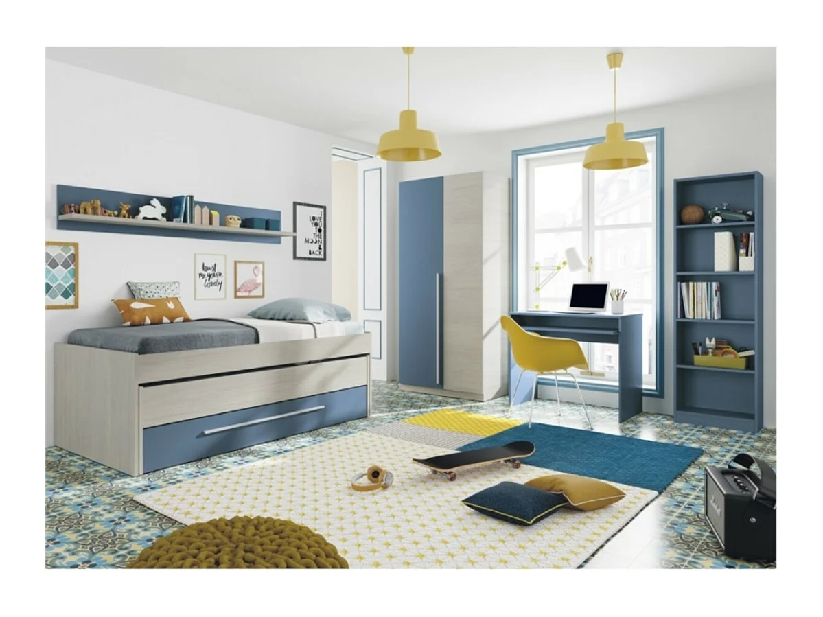 Armario Wic 2 puertas + 3 estantes blanco Alpes/azul 200x90x52 cm