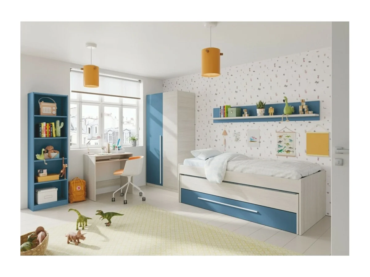 Armario Wic 2 puertas + 3 estantes blanco Alpes/azul 200x90x52 cm