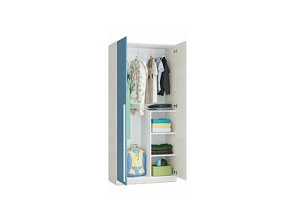 Armario Wic 2 puertas + 3 estantes blanco Alpes/azul 200x90x52 cm