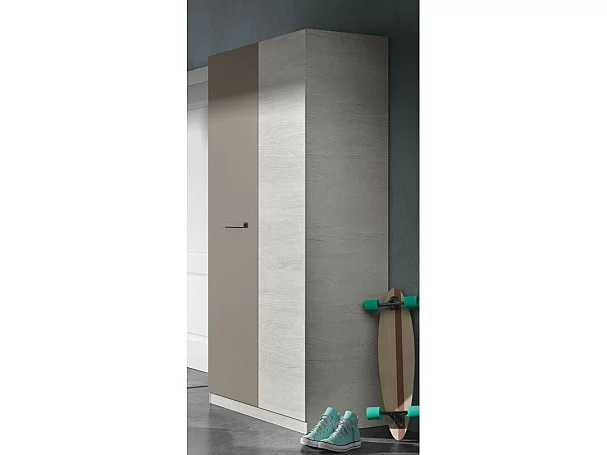 Armario Ares Plus 2 puertas con barra + 3 estantes blanco/basalto 200x90x52 cm