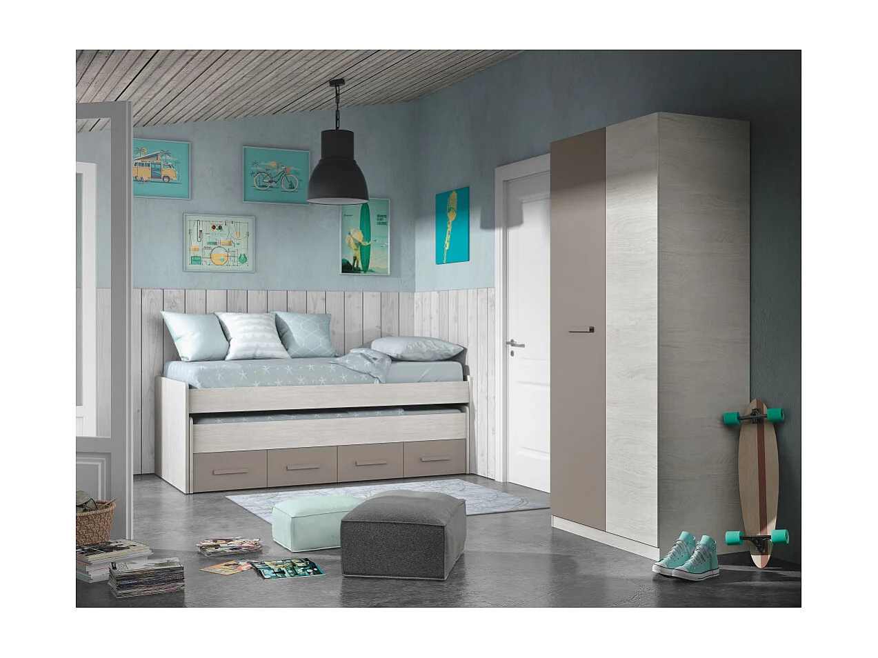 Armoire enfant 2 portes L90 x H200 cm