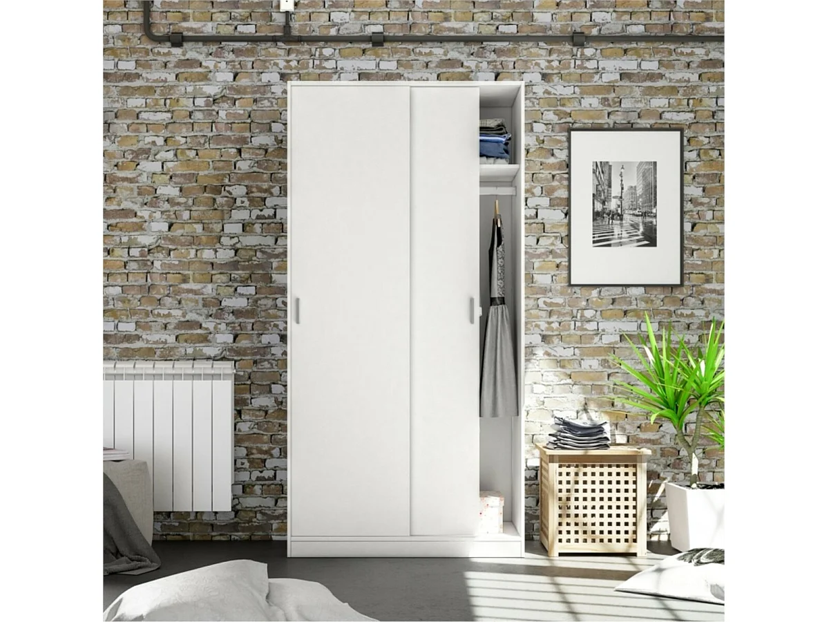 Armoire penderie 2 portes coulissantes L100 x H200 cm