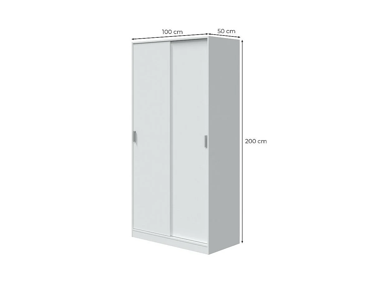 Armoire penderie 2 portes coulissantes L100 x H200 cm