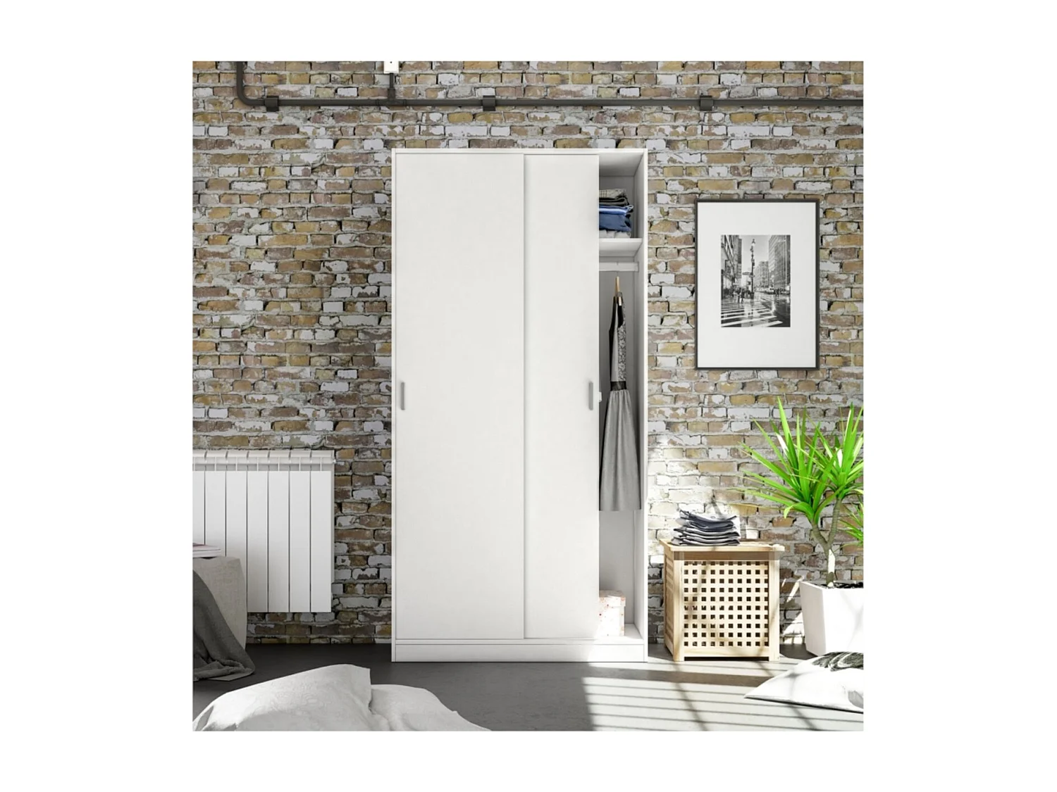 Máximo de 2 roupeiros com portas de correr Artik White (Branco mate)