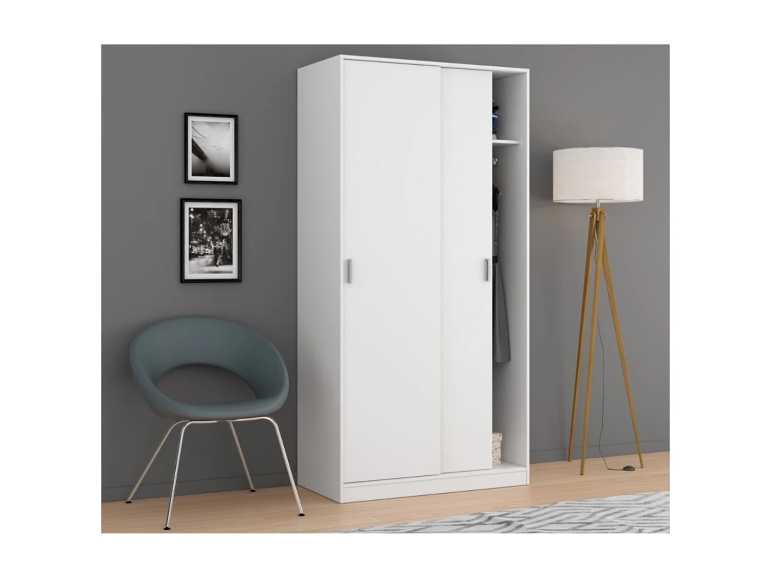 Máximo de 2 roupeiros com portas de correr Artik White (Branco mate)