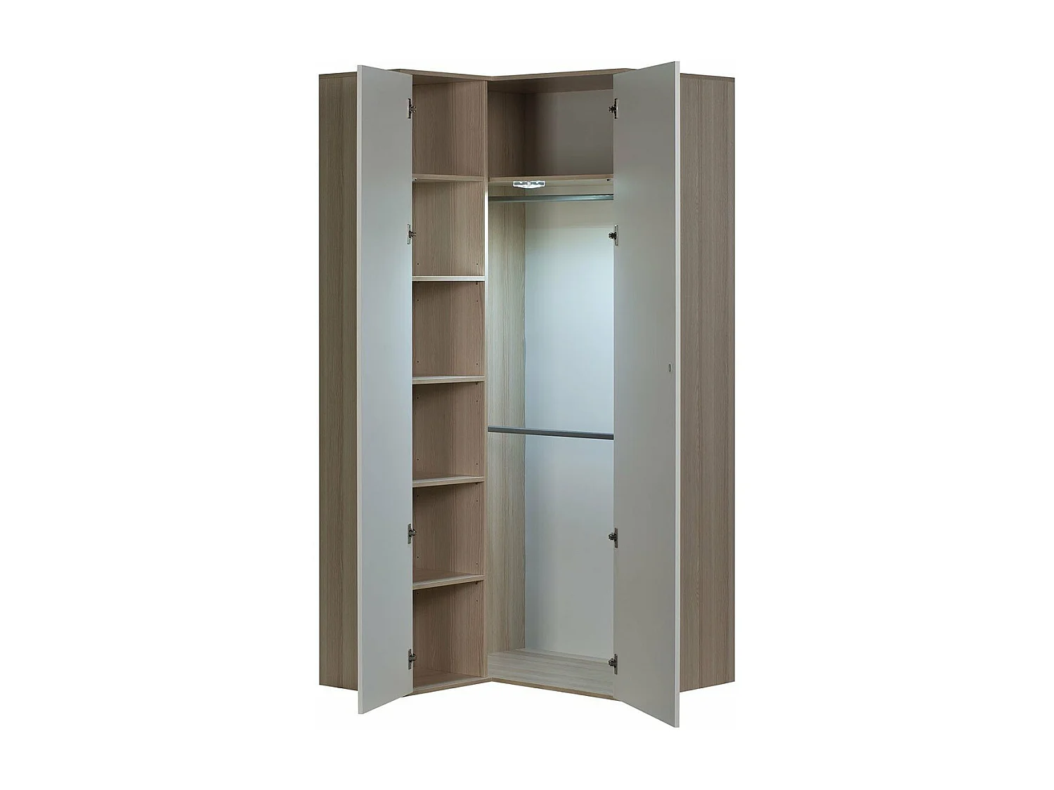 Armoire d'angle 6 Étagères et 2 Penderies - Spot