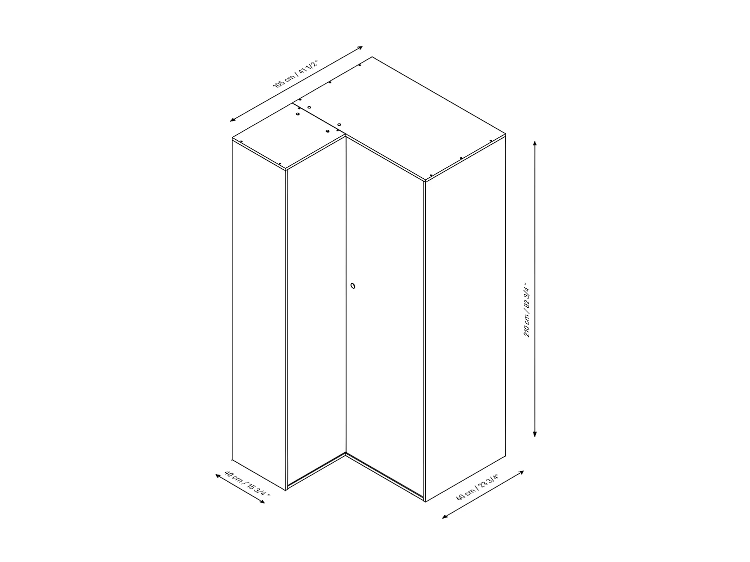 Armoire d'angle 6 Étagères et 2 Penderies - Spot