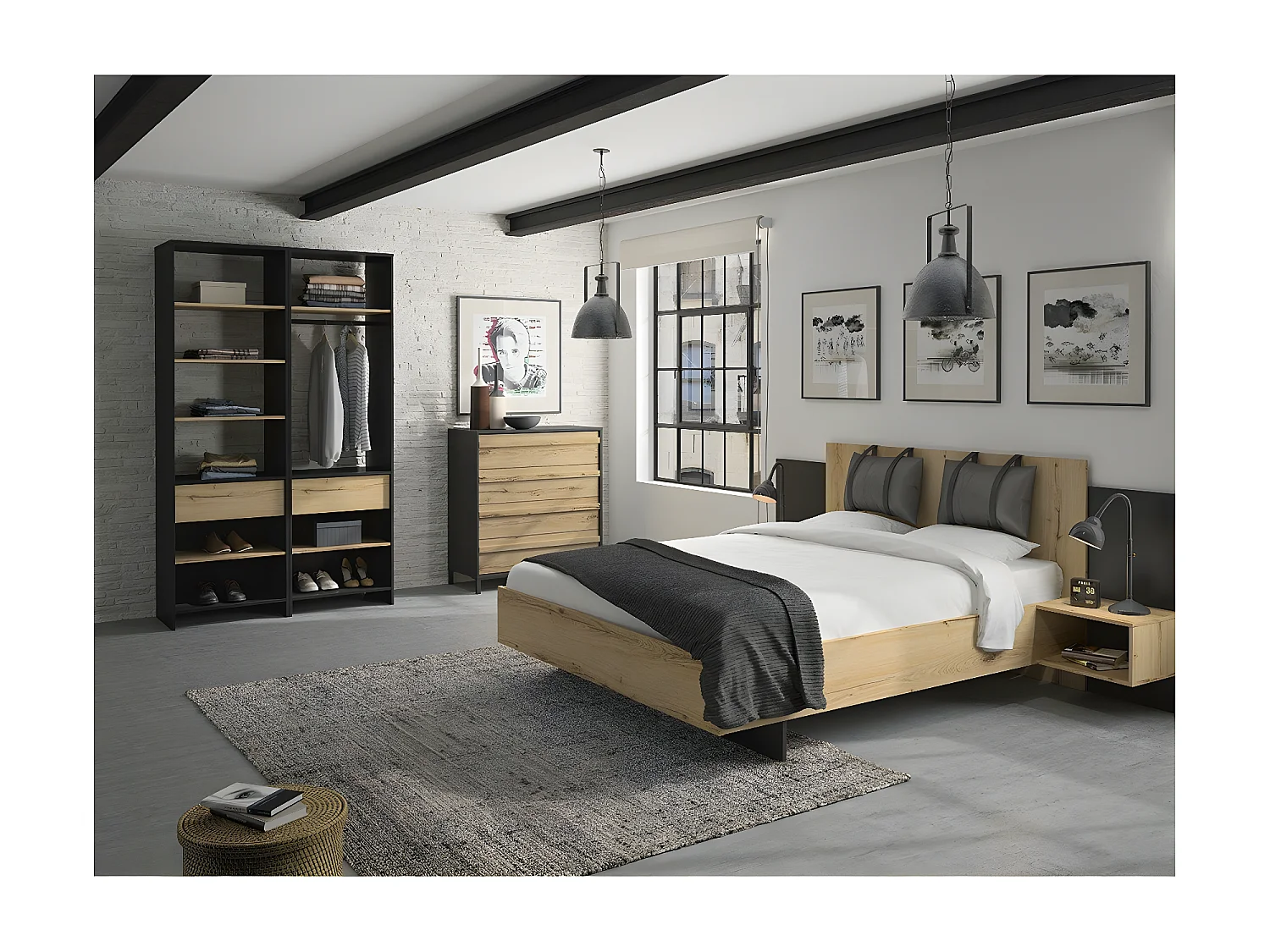 Dressing 1 tiroir avec penderie MIMIZAN - Fabrication Française