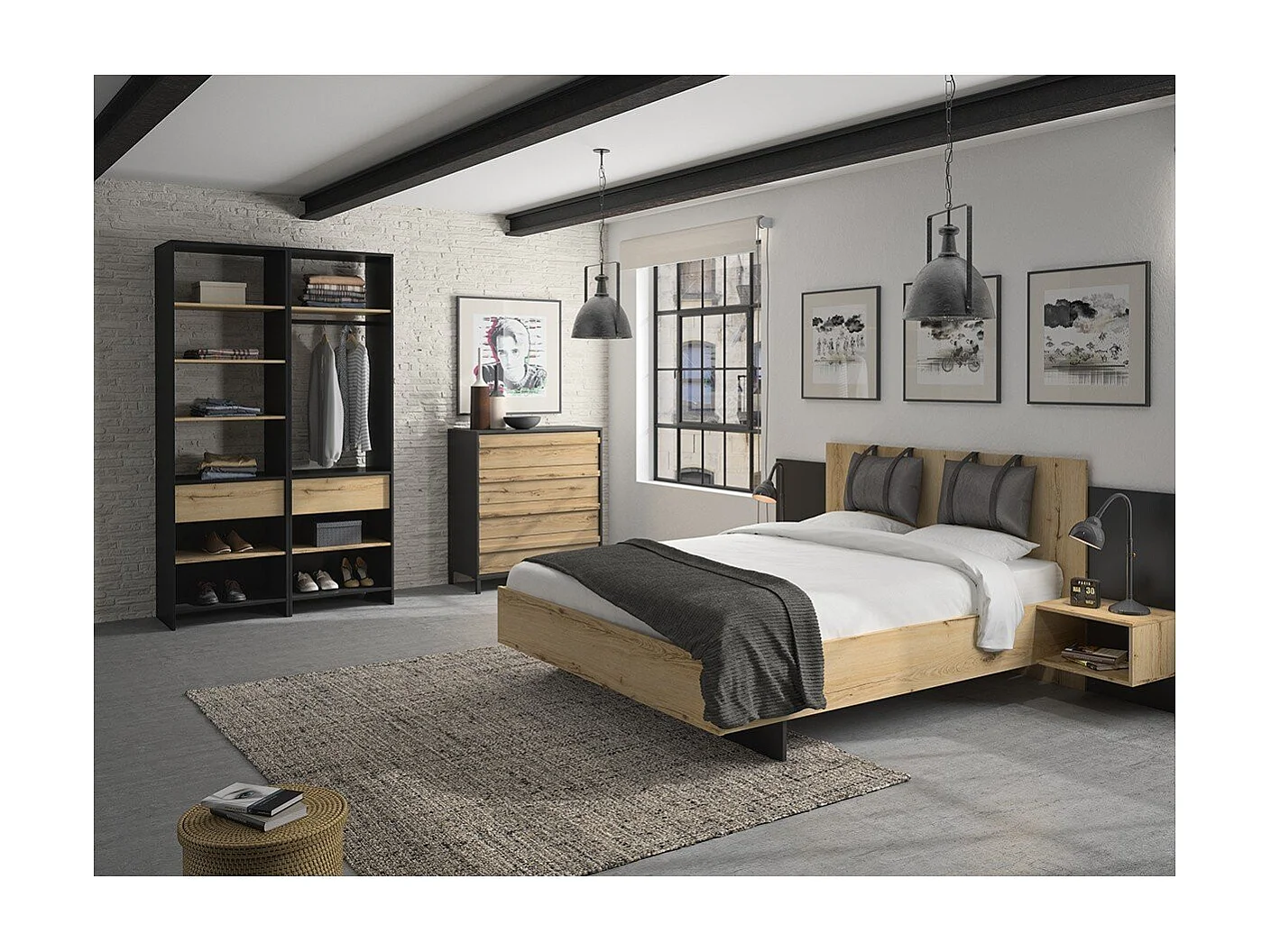 Dressing 1 tiroir avec penderie MIMIZAN - Fabrication Française