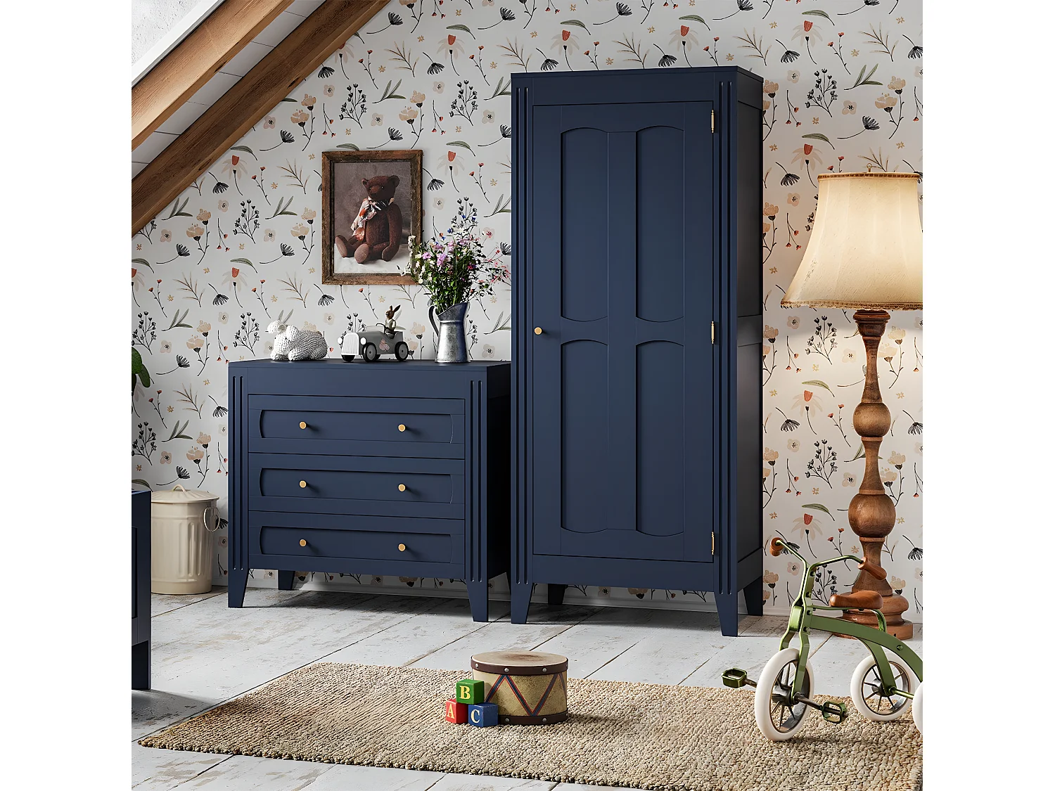 Armoire 1 Porte avec Étagères et Penderie L80.5 x H196.8 cm - Milenne