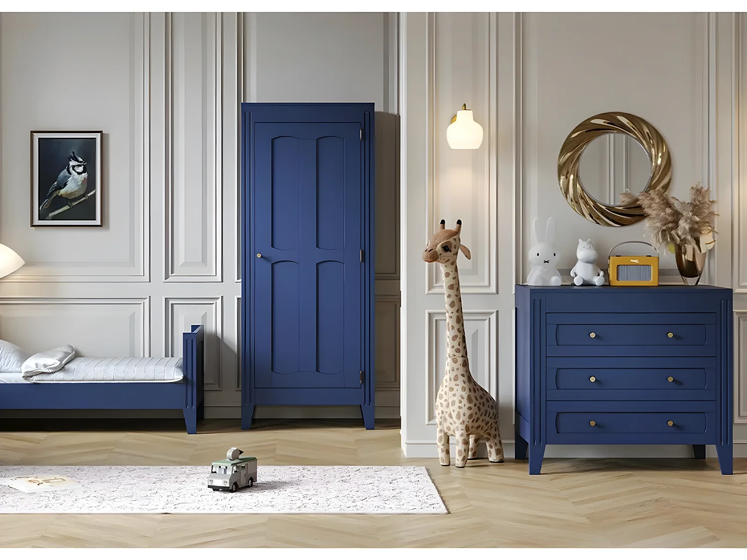 Armoire 1 Porte avec Étagères et Penderie L80.5 x H196.8 cm - Milenne