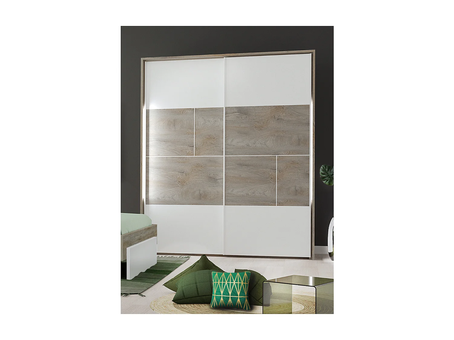 Dressing 2 portes coulissantes L180 x H215 cm - Prado