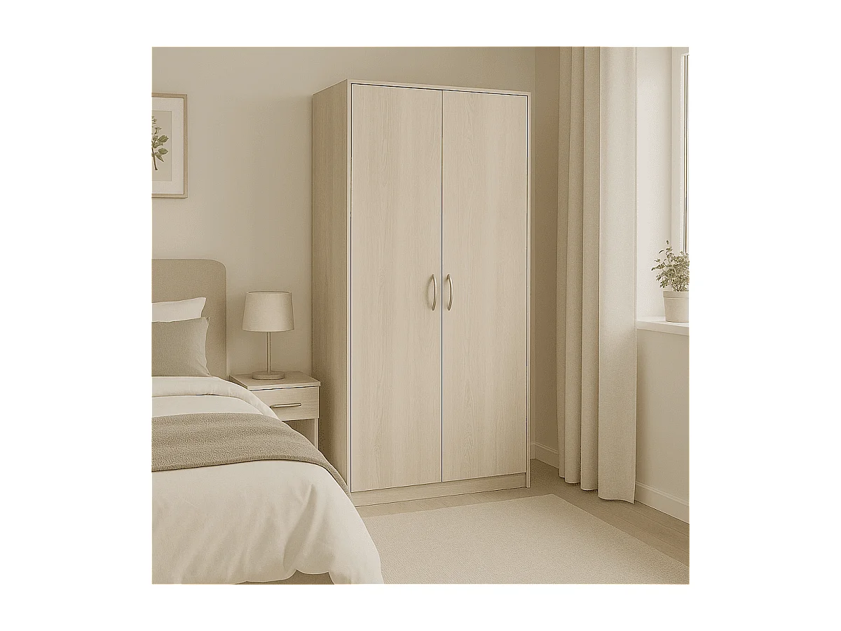 Armario 2 puertas 5 estantes L79,7 cm decoración de madera - Multifunción