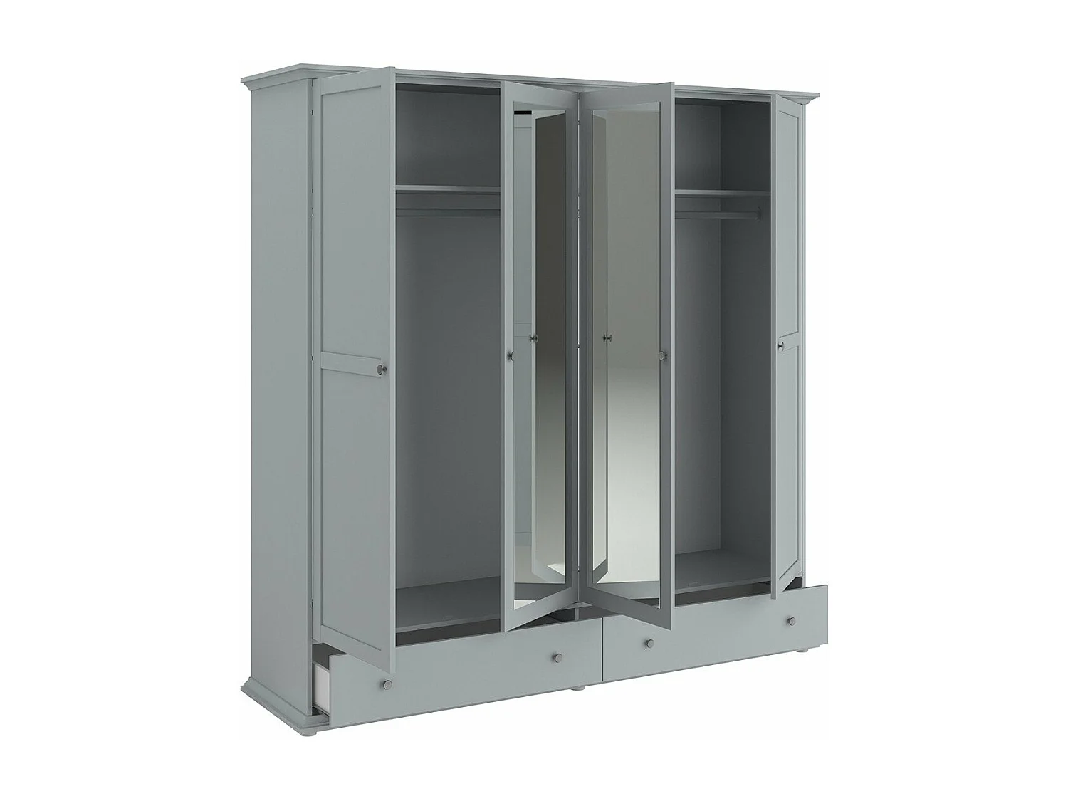 Armoire avec Miroirs 4 portes 2 tiroirs L200 cm - Margaux