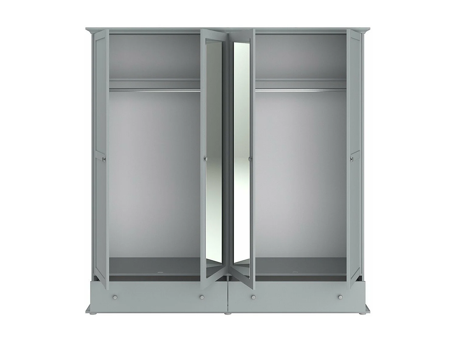 Armoire avec Miroirs 4 portes 2 tiroirs L200 cm - Margaux