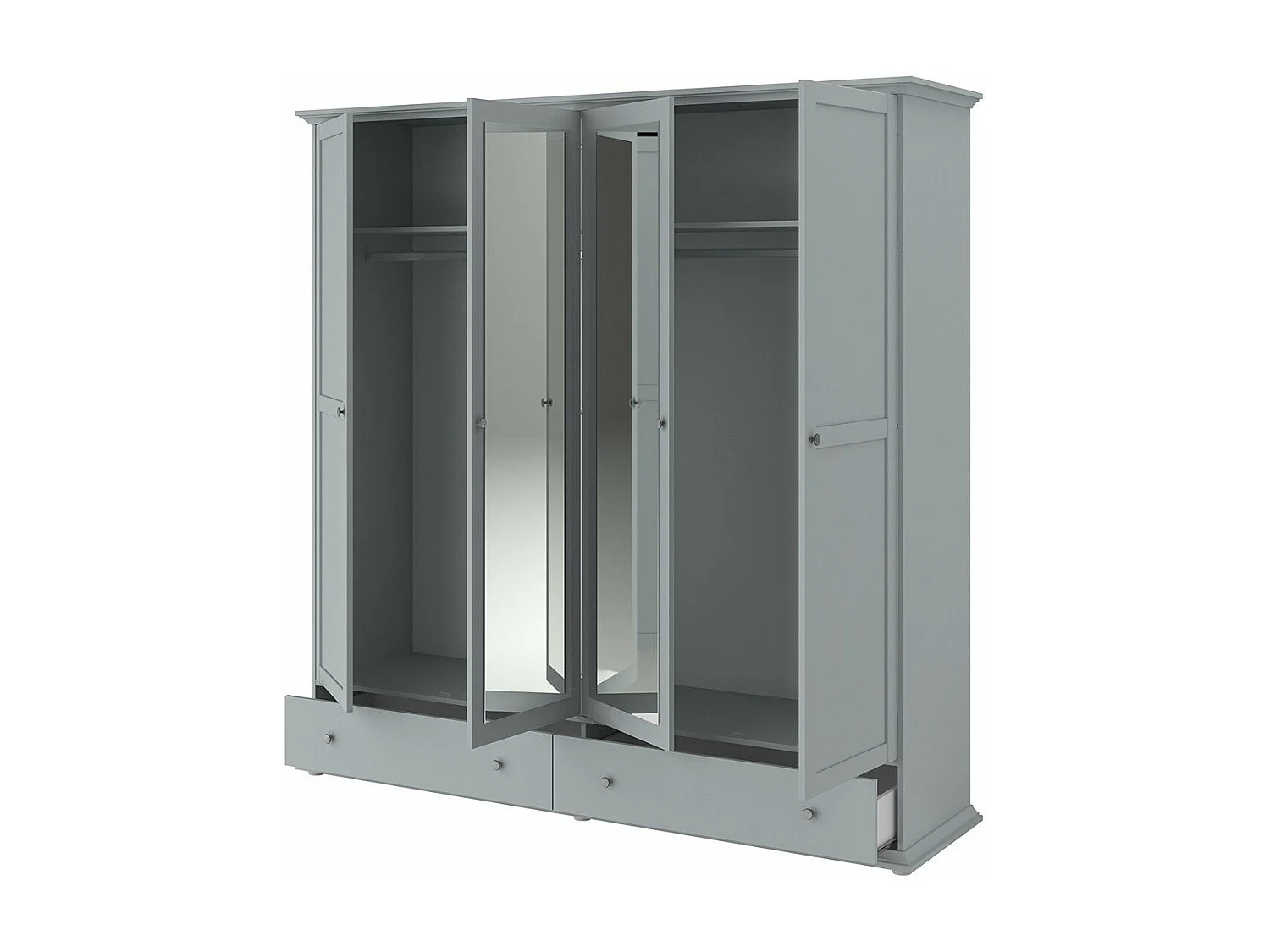Armoire avec Miroirs 4 portes 2 tiroirs L200 cm - Margaux