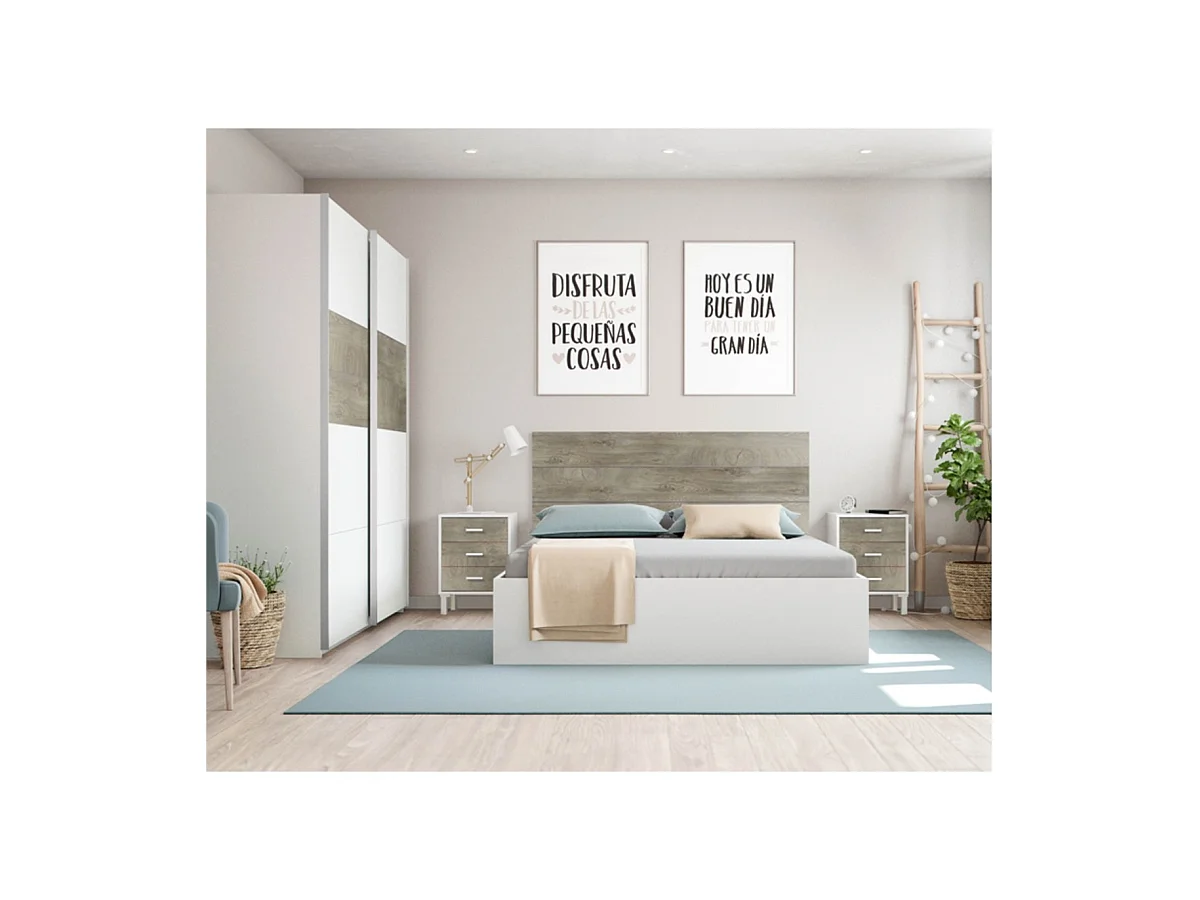 Armario de puertas correderas y grandes dimensiones en blanco mate y roble alaska 180x200 cm Aikos Blanco Artik (Blanco Mate) – Roble Alaska